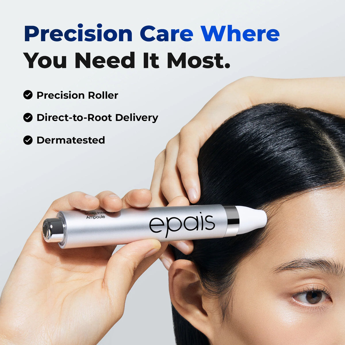 Intensive scalp treatment with cooling steel roll-on